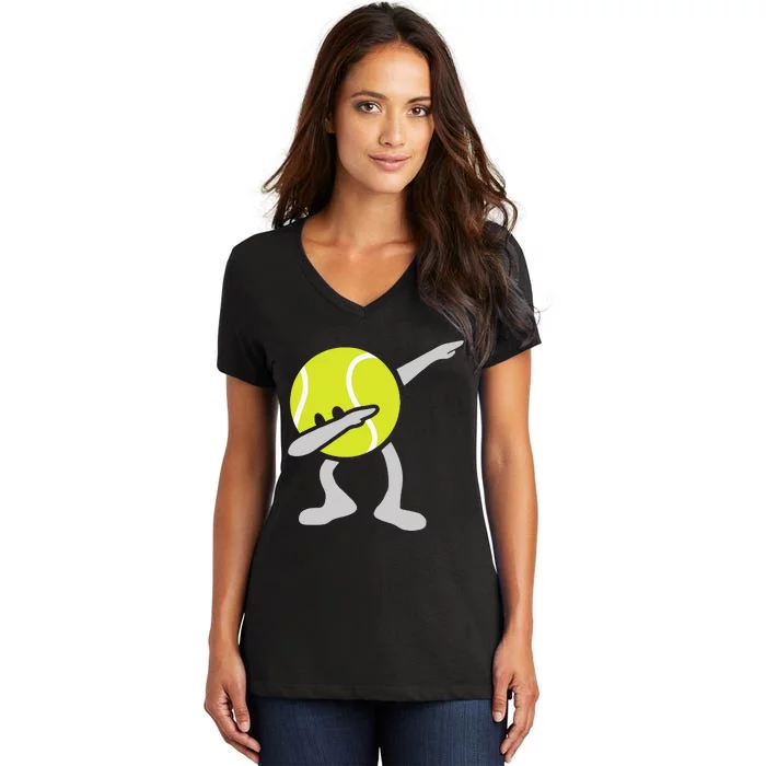 Tennis Dabbing Tennis Ball Tennis Player Ball Sport Gift Women's V-Neck T-Shirt