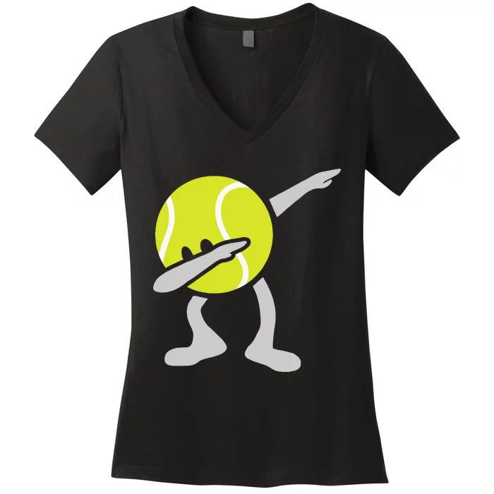 Tennis Dabbing Tennis Ball Tennis Player Ball Sport Gift Women's V-Neck T-Shirt