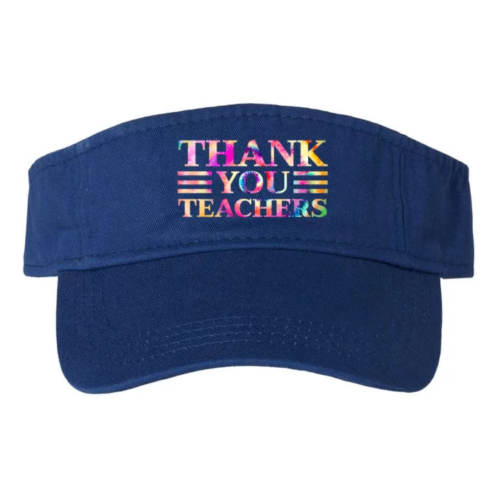 Tie Dye Thank You Teachers For Moms Dads Teens Graduation Cute Gift Valucap Bio-Washed Visor