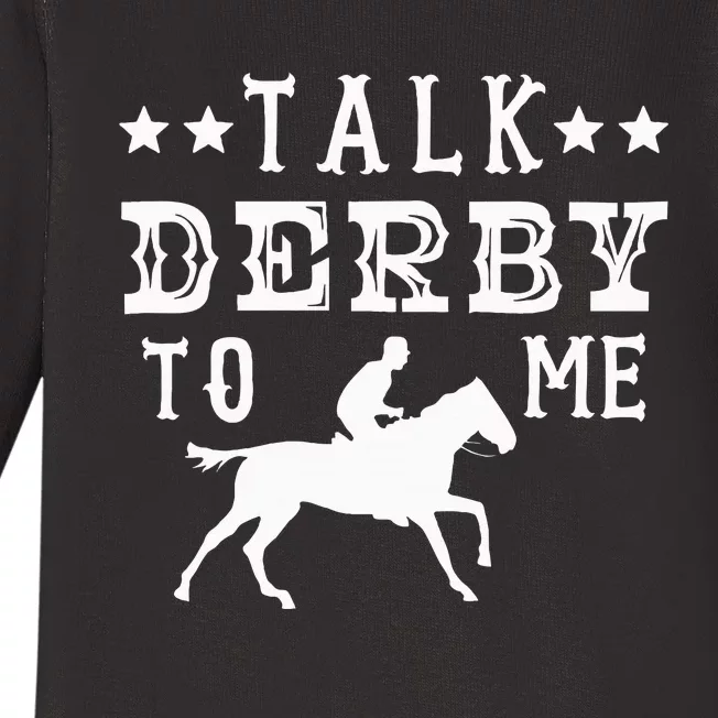 Talk Derby To Me Horse Racing Track Betting Gambling Baby Long Sleeve Bodysuit