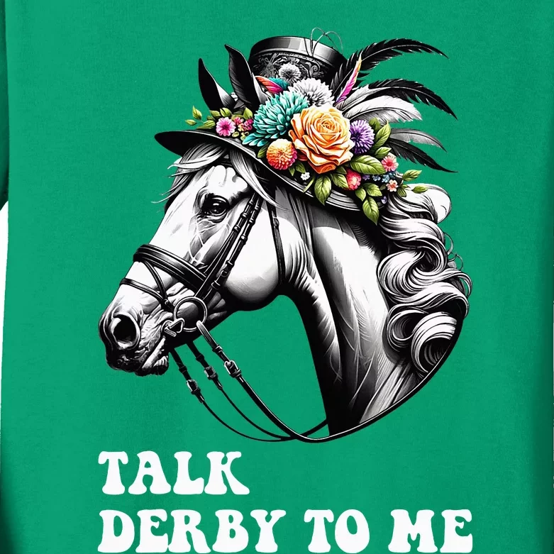 Talk Derby To Me Derby Day 2024 Horse Racing Kids Long Sleeve Shirt