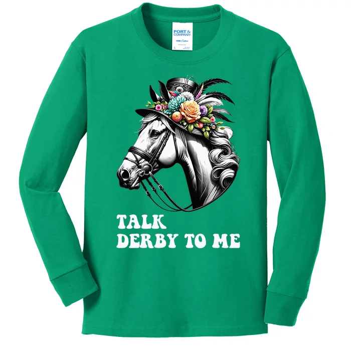 Talk Derby To Me Derby Day 2024 Horse Racing Kids Long Sleeve Shirt