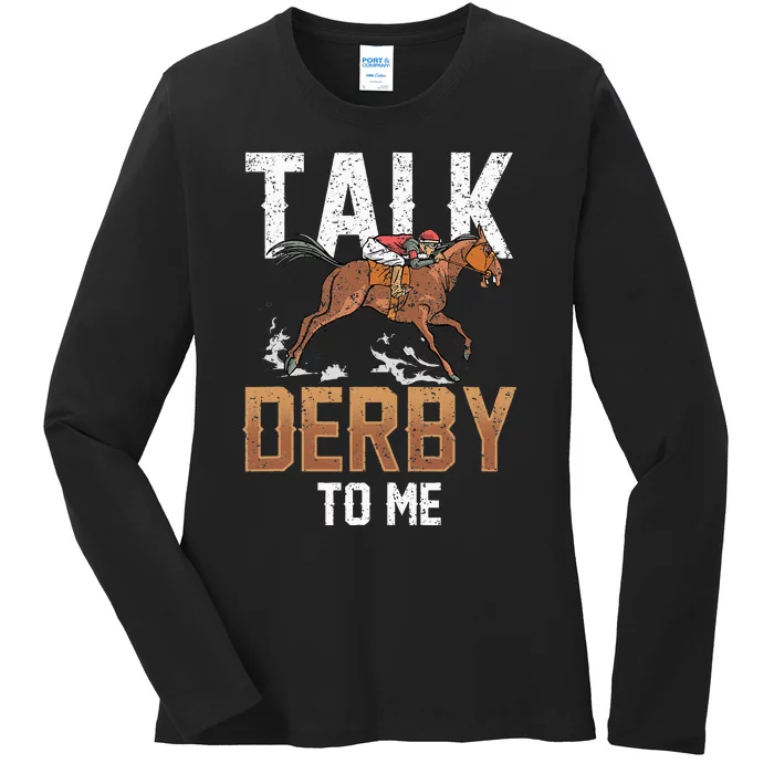 Talk Derby To Me Lover Equestrian Rider Riding Horse Ladies Long Sleeve Shirt