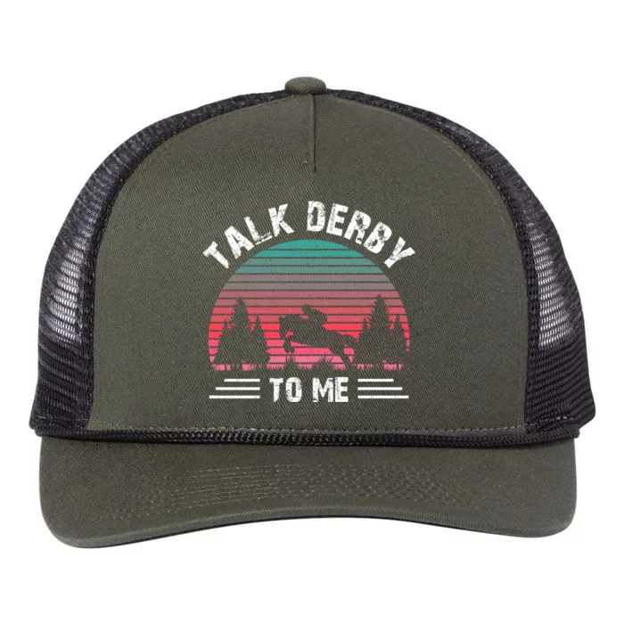 Talk Derby To Me Horse Racing Lover Retro Rope Trucker Hat Cap