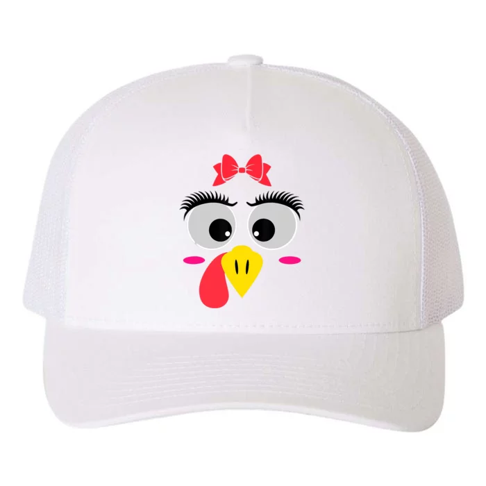 Thanksgiving Day Turkey Face Red Bow Costume Restro Yupoong Adult 5-Panel Trucker Hat