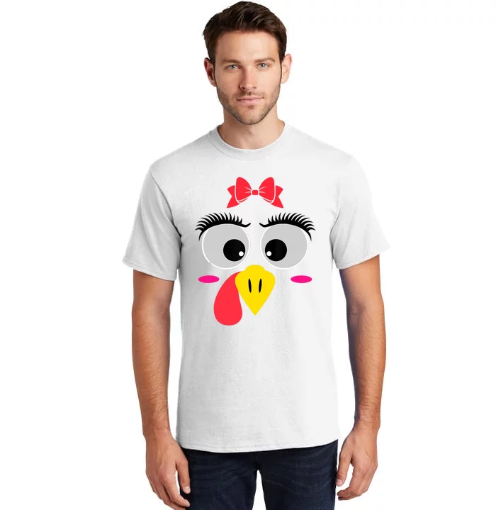 Thanksgiving Day Turkey Face Red Bow Costume Restro Tall T-Shirt