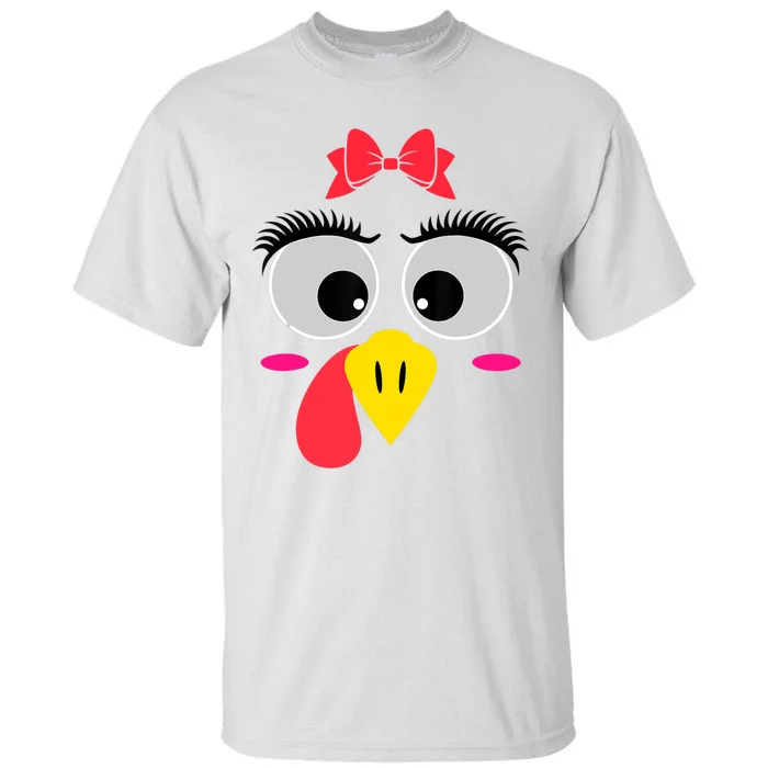 Thanksgiving Day Turkey Face Red Bow Costume Restro Tall T-Shirt