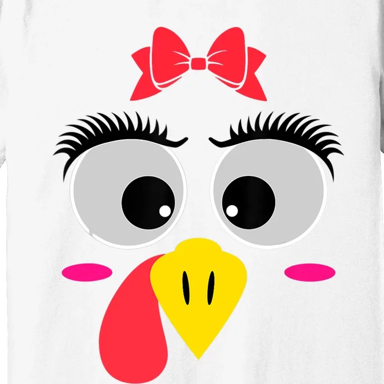 Thanksgiving Day Turkey Face Red Bow Costume Restro Premium T-Shirt