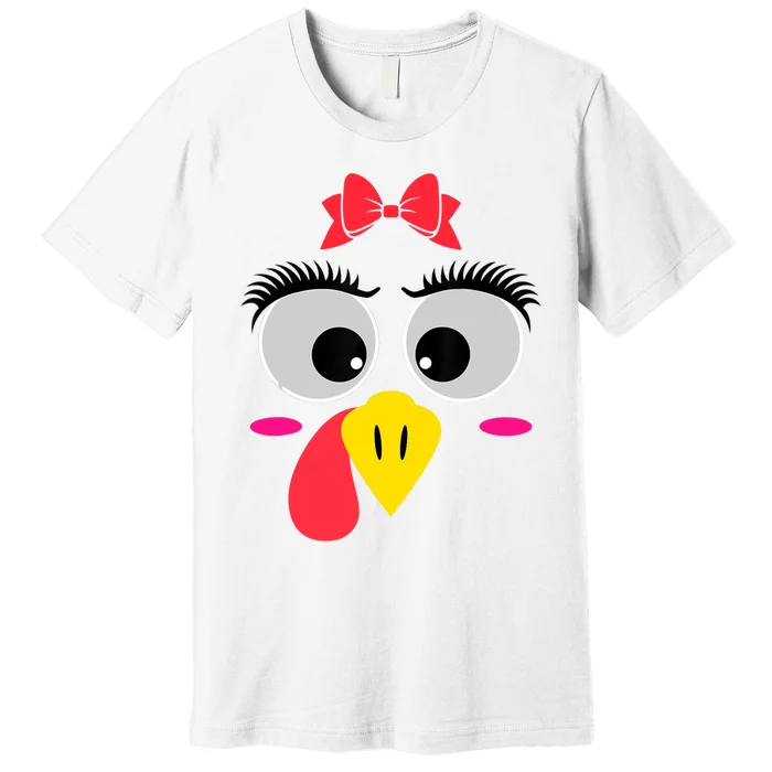 Thanksgiving Day Turkey Face Red Bow Costume Restro Premium T-Shirt