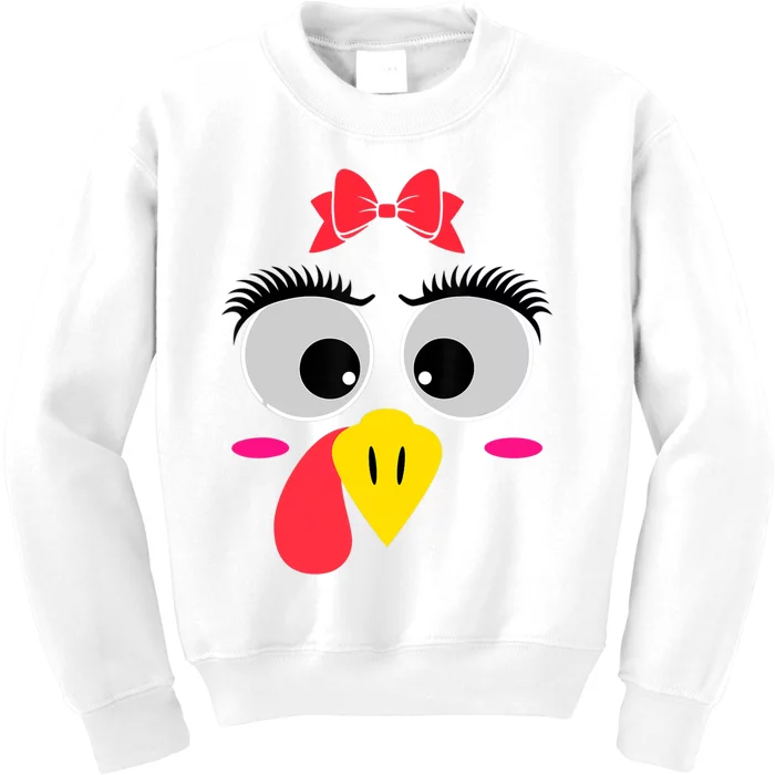 Thanksgiving Day Turkey Face Red Bow Costume Restro Kids Sweatshirt