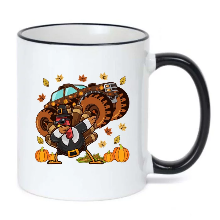 Thanksgiving Dabbing Turkey Monster Truck Gift Black Color Changing Mug