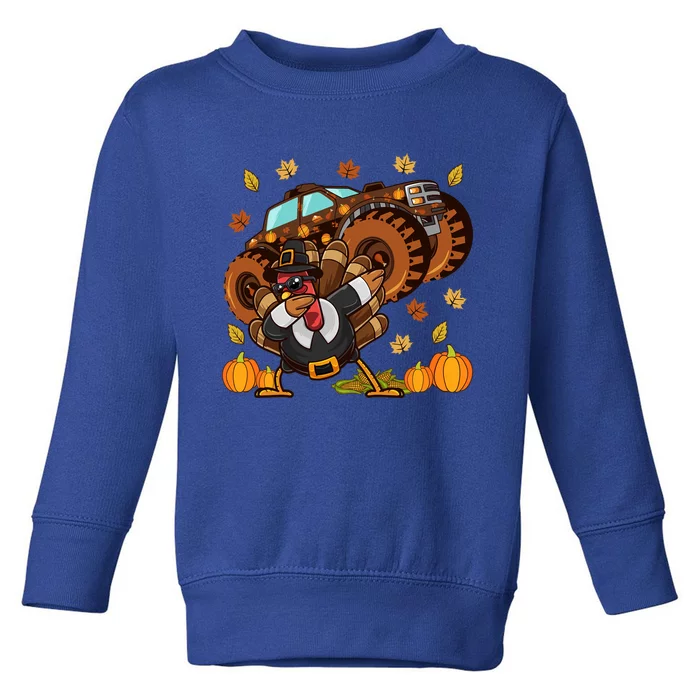 Thanksgiving Dabbing Turkey Monster Truck Gift Toddler Sweatshirt