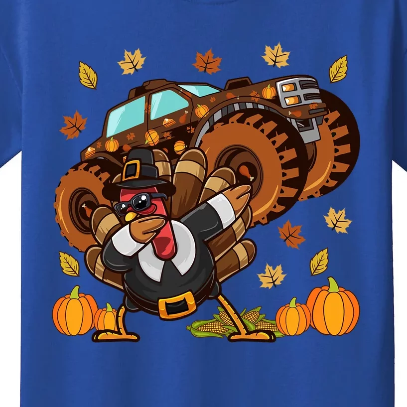 Thanksgiving Dabbing Turkey Monster Truck Gift Kids T-Shirt