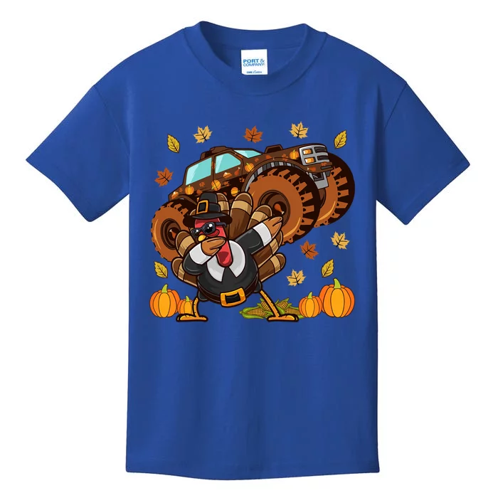 Thanksgiving Dabbing Turkey Monster Truck Gift Kids T-Shirt