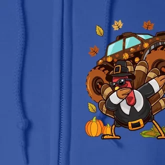 Thanksgiving Dabbing Turkey Monster Truck Gift Full Zip Hoodie