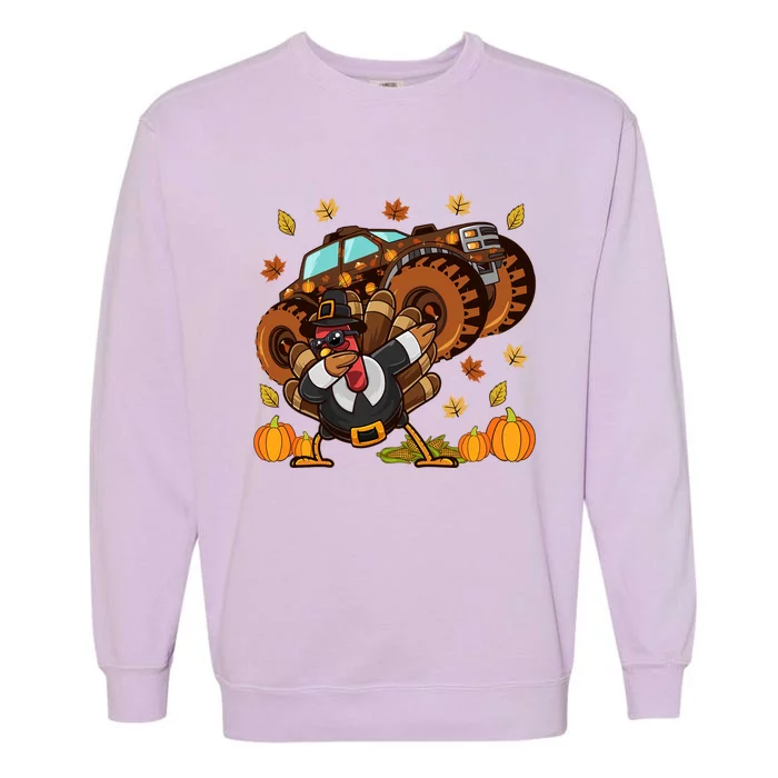 Thanksgiving Dabbing Turkey Monster Truck Gift Garment-Dyed Sweatshirt