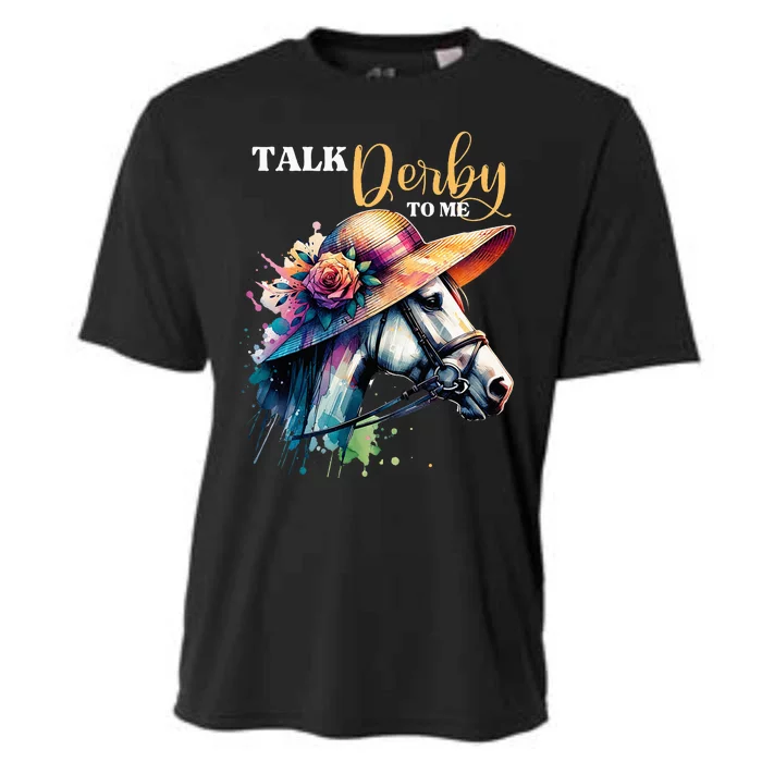 Talk Derby To Me Funny Racing Horse Cooling Performance Crew T-Shirt