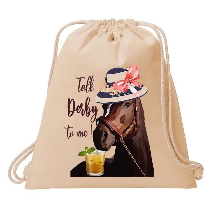 Talk Derby To Me Mint Juleps Derby Horse Racing Drawstring Bag