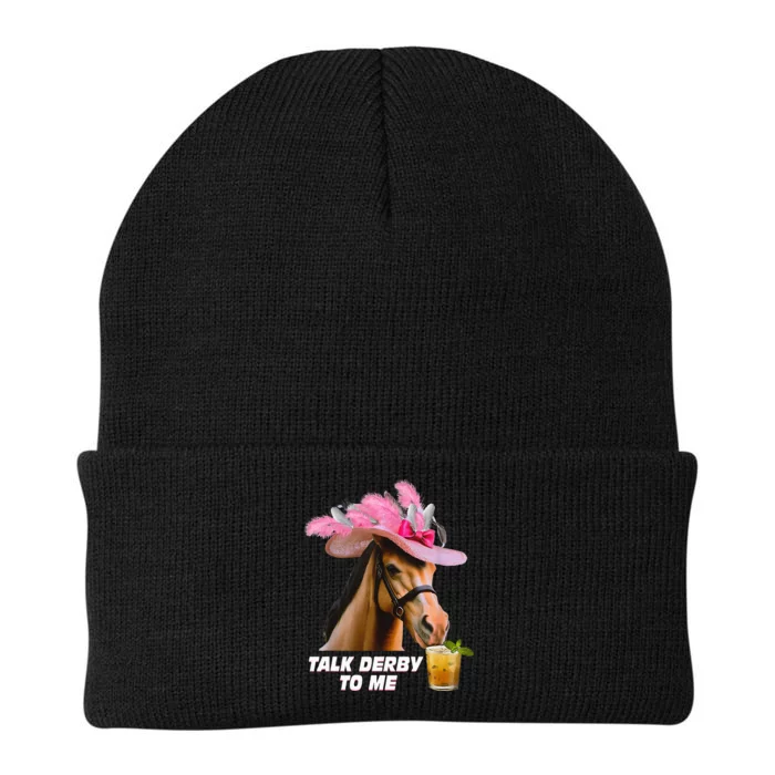 Talk Derby To Me Horse Racing Funny Derby Day Horse Lover Knit Cap Winter Beanie