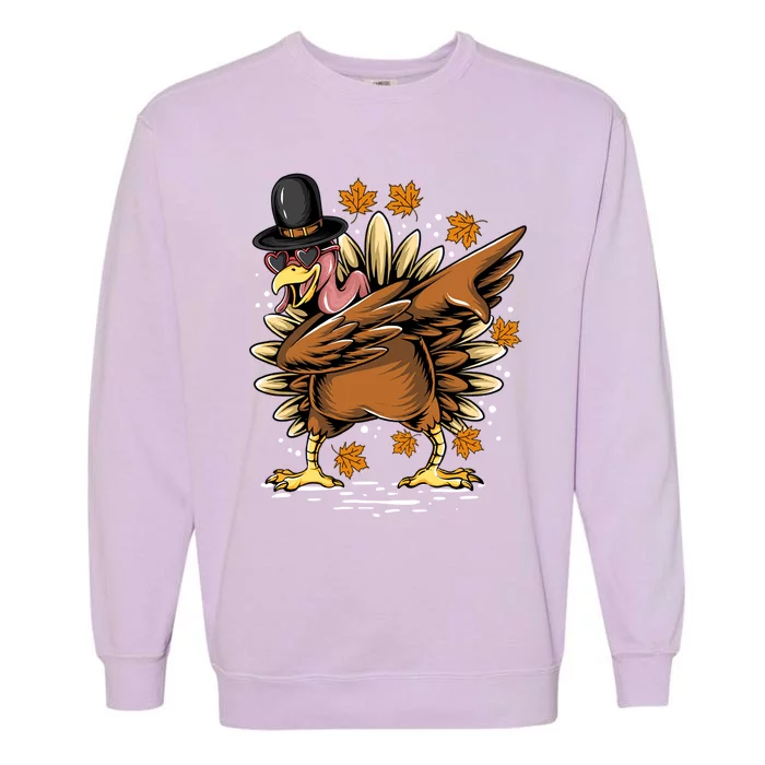 Thanksgiving Dabbing Turkey Meaningful Gift Garment-Dyed Sweatshirt