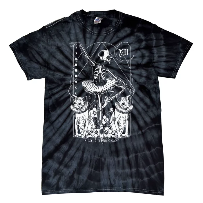 The Death Tarot Tapestry Cat La Mort Death Tarot Card Spooky Tie-Dye T-Shirt