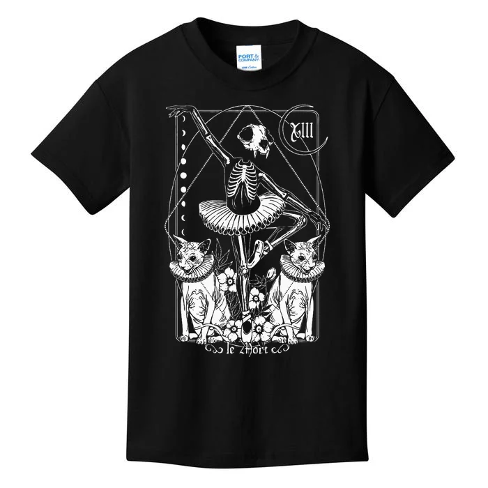 The Death Tarot Tapestry Cat La Mort Death Tarot Card Spooky Kids T-Shirt