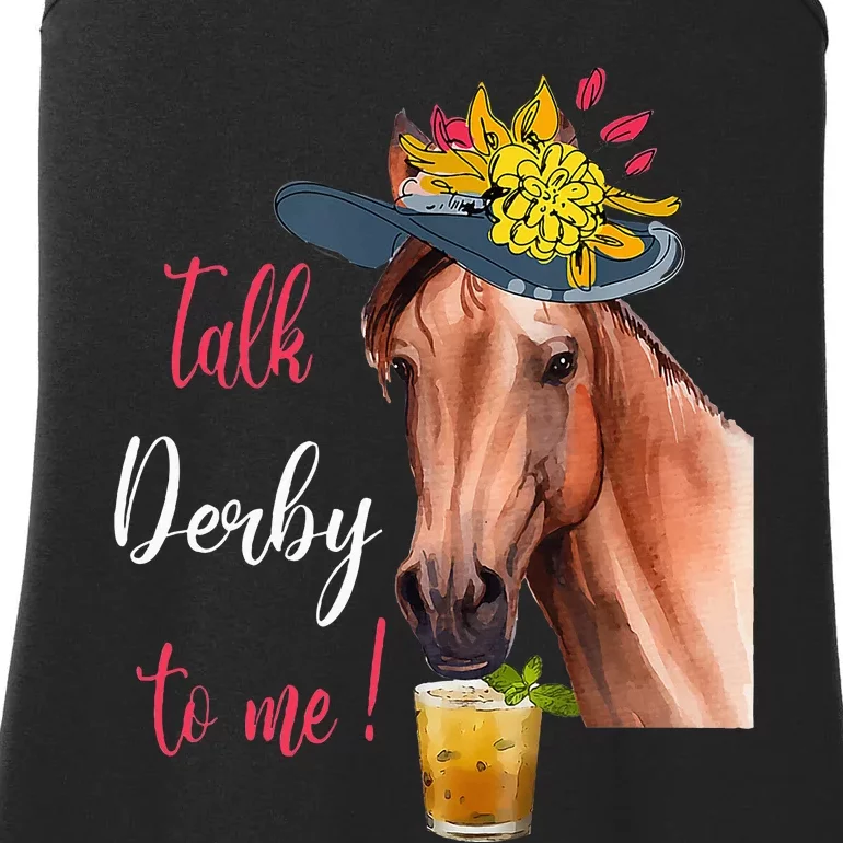 Talk Derby To Me Funny Horse Racing Lover Derby Day Ladies Essential Tank