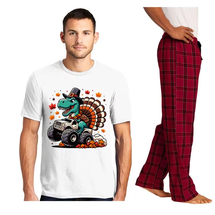 Thanksgiving Dinosaur T Rex Fall Truck Pajama Set