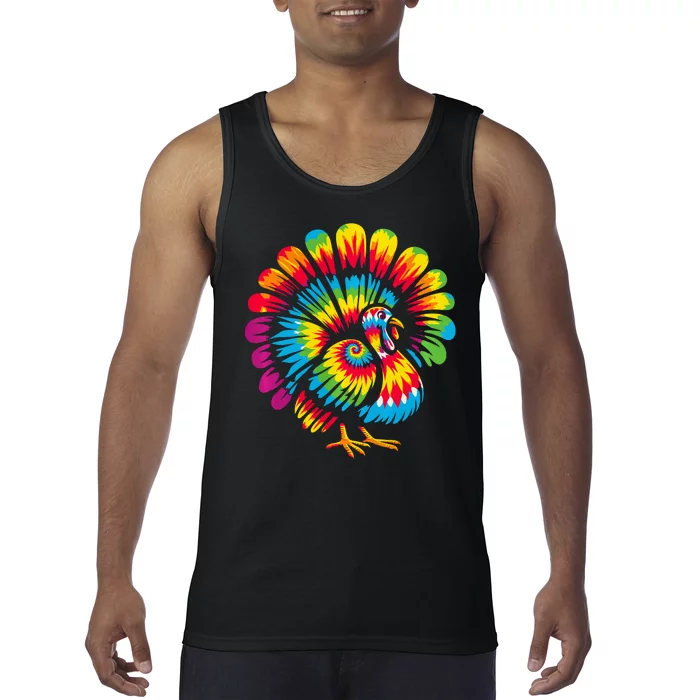 Tie Dye Turkey Thanksgiving Tank Top