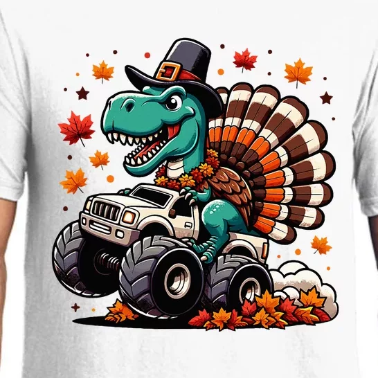 Thanksgiving Dinosaur T Rex Fall Truck Pajama Set