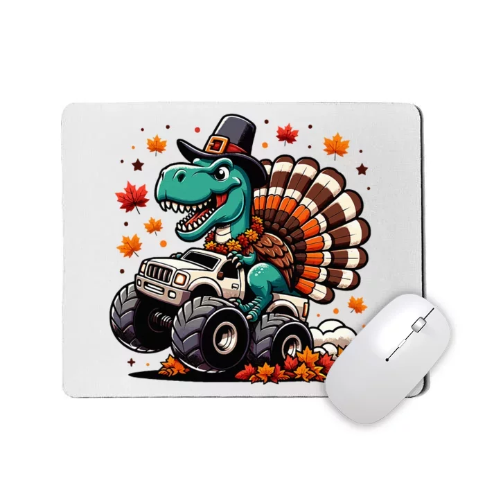 Thanksgiving Dinosaur T Rex Fall Truck Mousepad