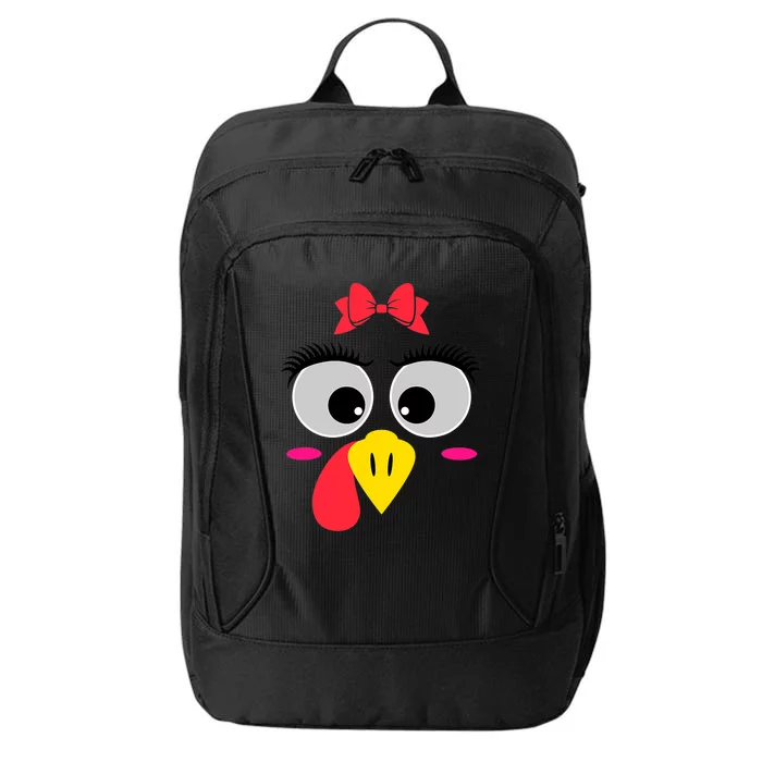 Thanksgiving Day Turkey Face Girl Red Bow Costume Restro City Backpack