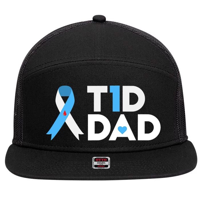 T1D Dad Type 1 Diabetes Awareness Daddy Gift 7 Panel Mesh Trucker Snapback Hat