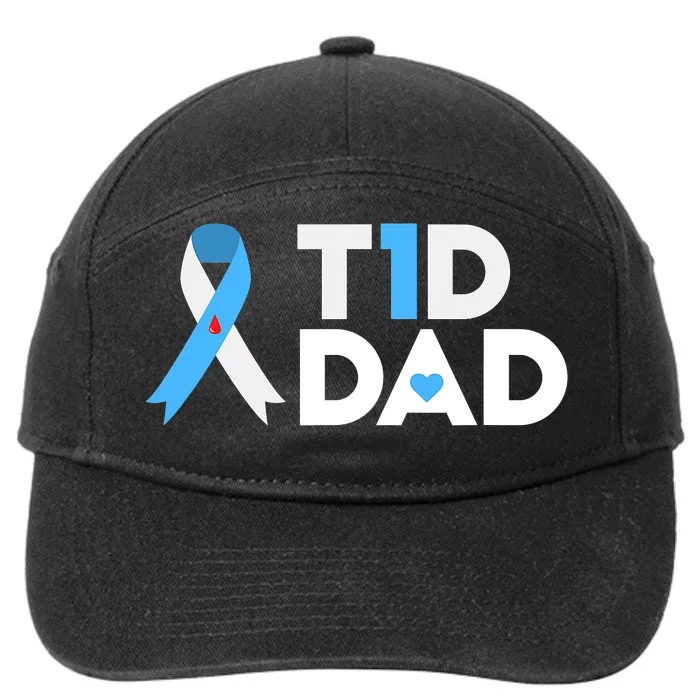 T1D Dad Type 1 Diabetes Awareness Daddy Gift 7-Panel Snapback Hat