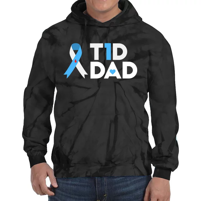 T1D Dad Type 1 Diabetes Awareness Daddy Gift Tie Dye Hoodie