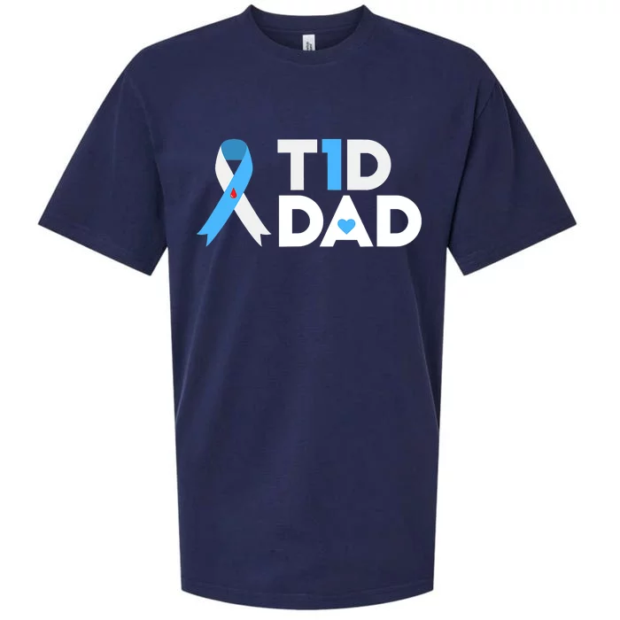 T1D Dad Type 1 Diabetes Awareness Daddy Gift Sueded Cloud Jersey T-Shirt