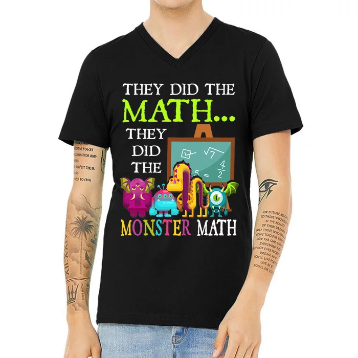 They Did The Math They Did The Monster Math Funny Halloween V-Neck T-Shirt