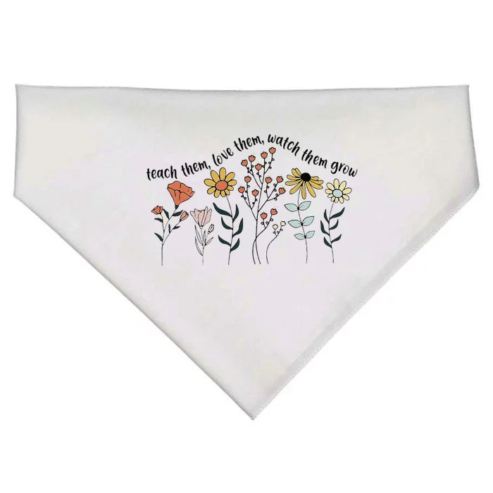 Teacher Day Teach Them Love Them Watch The Grow Flower USA-Made Doggie Bandana