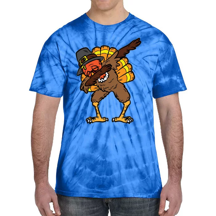 Turkey Dabbing Thanksgiving Day Funny Dance Fall Autumn Gift Tie-Dye T-Shirt