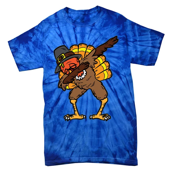 Turkey Dabbing Thanksgiving Day Funny Dance Fall Autumn Gift Tie-Dye T-Shirt