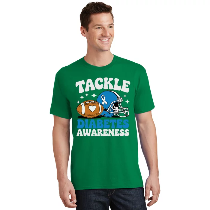 Tackle Diabetic Type 1 Blue Football Diabetes Awareness T1d T-Shirt