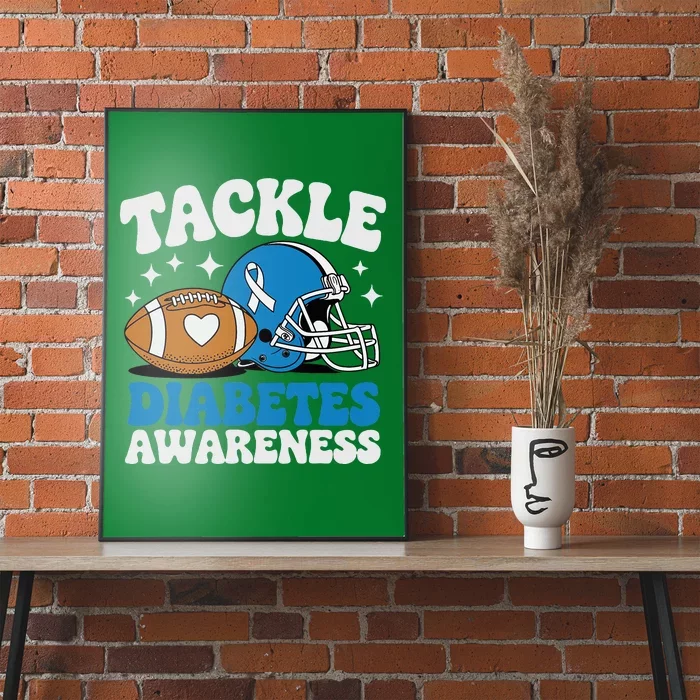 Tackle Diabetic Type 1 Blue Football Diabetes Awareness T1d Poster