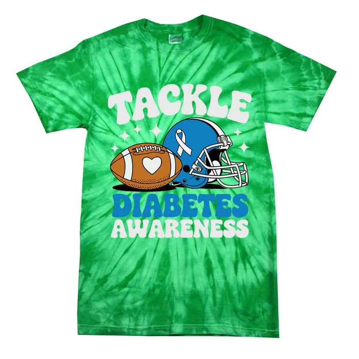 Tackle Diabetic Type 1 Blue Football Diabetes Awareness T1d Tie-Dye T-Shirt