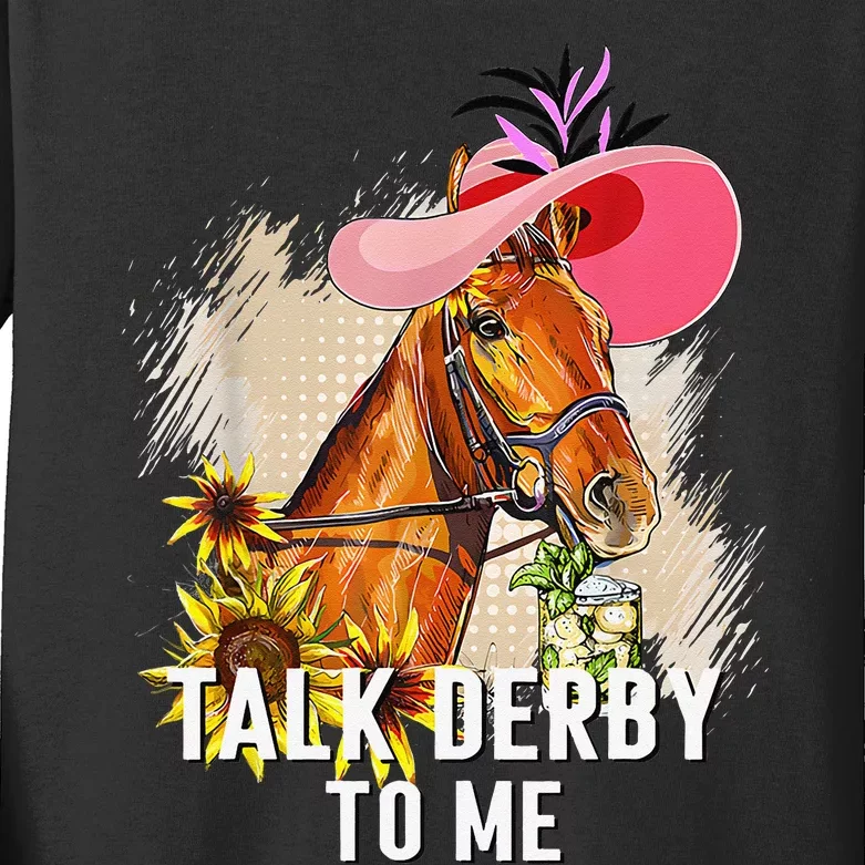 Talk Derby To Me Horse Racing Funny Derby Day Kids Long Sleeve Shirt