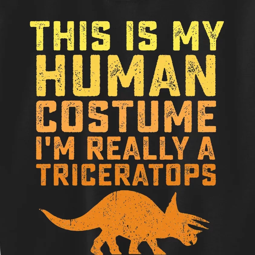 Triceratops Dinosaur This Is My Human Costume Halloween Gift Kids Sweatshirt