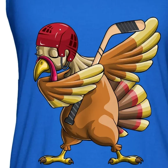 Thanksgiving Dabbing Turkey Funny Hockey Dab Dance Pilgrim Gift Ladies Essential Flowy Tank