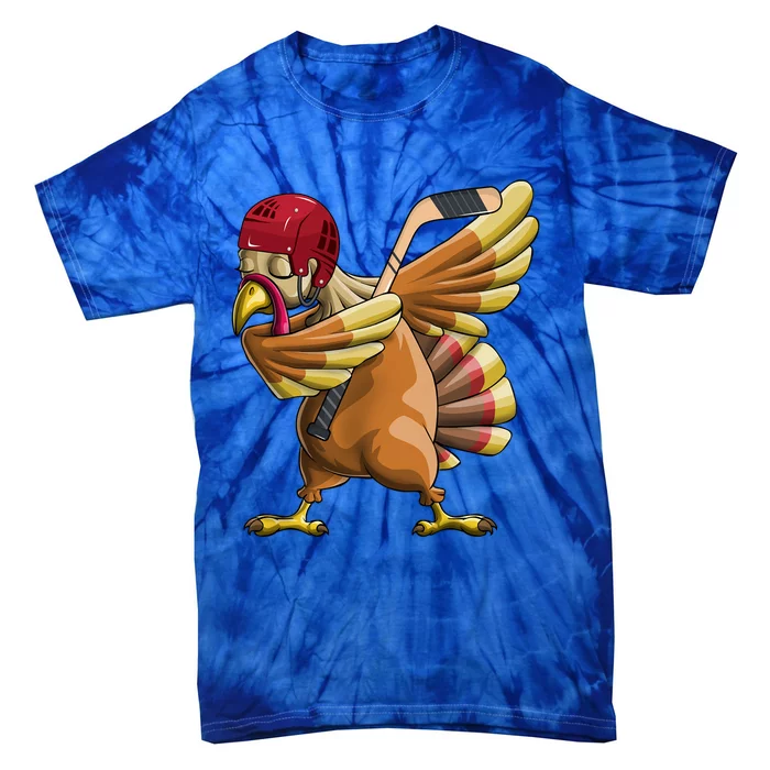 Thanksgiving Dabbing Turkey Funny Hockey Dab Dance Pilgrim Gift Tie-Dye T-Shirt