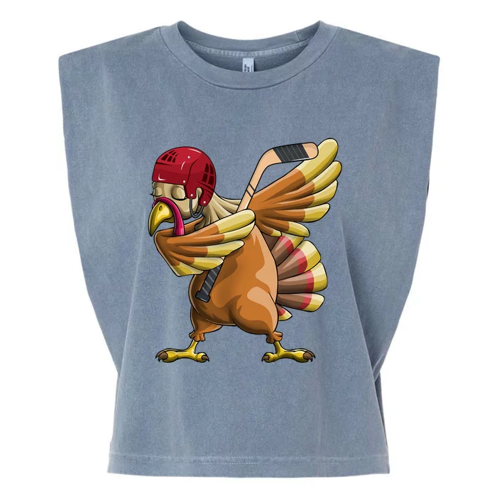 Thanksgiving Dabbing Turkey Funny Hockey Dab Dance Pilgrim Gift Garment-Dyed Women's Muscle Tee