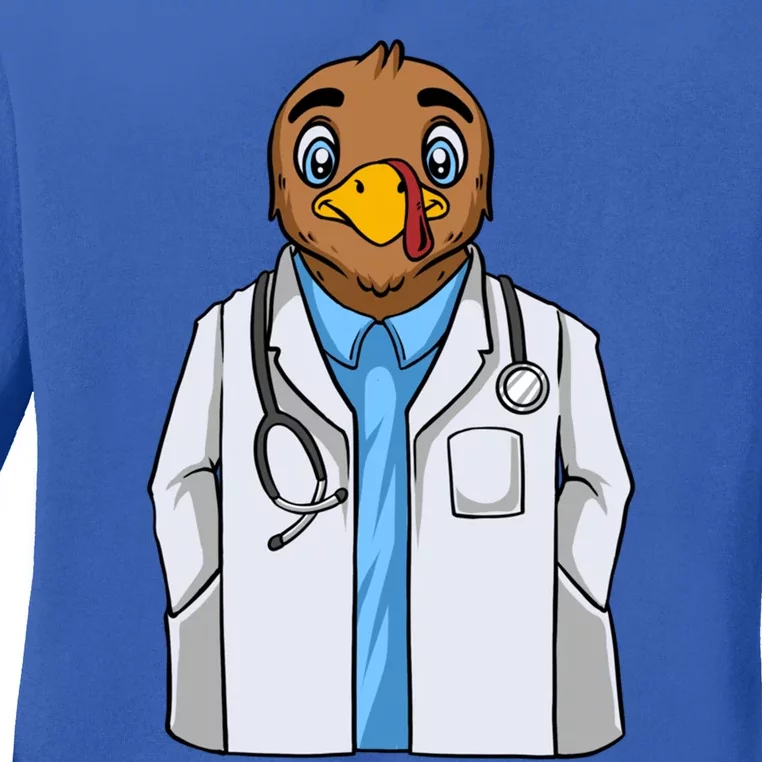 Turkey Doctor Thanksgiving Day Dr Med School Medical Student Gift Ladies Long Sleeve Shirt