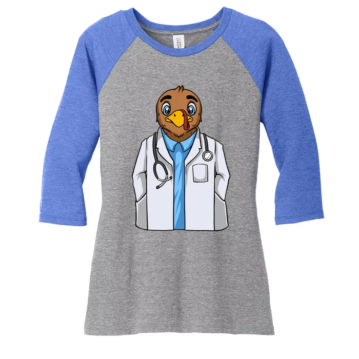 Turkey Doctor Thanksgiving Day Dr Med School Medical Student Gift Women's Tri-Blend 3/4-Sleeve Raglan Shirt